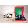Image 1 : Selection of loose Lego building bricks and accessories in Lego case and plastic tote