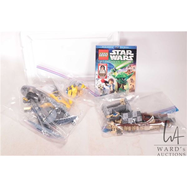 Selection of Lego "Star Wars" pre-built vehicle kits including no. 75086 Droid Carrier, no. 75214 An