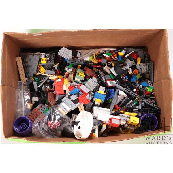 Box of assorted Lego bricks and accessories