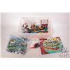 Image 1 : Plastic tub of Lego pre-built kits including no. 80103 Dragon Boat race, no. 21123 "Minecraft" The I