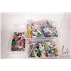 Image 1 : Three plastic totes containing a selection of Lego building bricks including Friends and Elves.