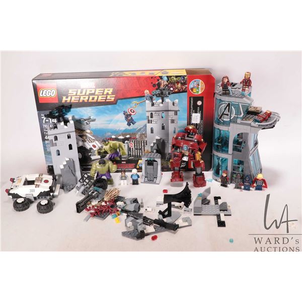 Two Lego "Marvel Super Heroes" pre-built kits including no. 76041 The Hydra Fortess Smash with box a