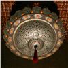 Image 1 : Moroccan Pierced Brass & Stained Glass Lamp