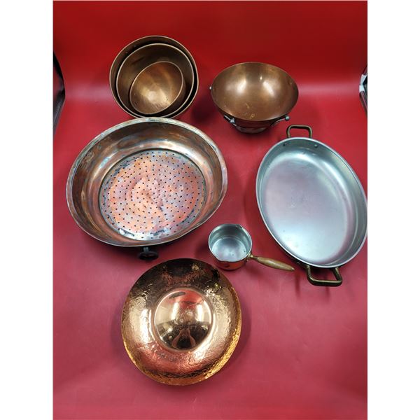 Assorted VTG Lot w/ Bowls, Strainer, Pure Copper Bowl Made in Rhodesia & More