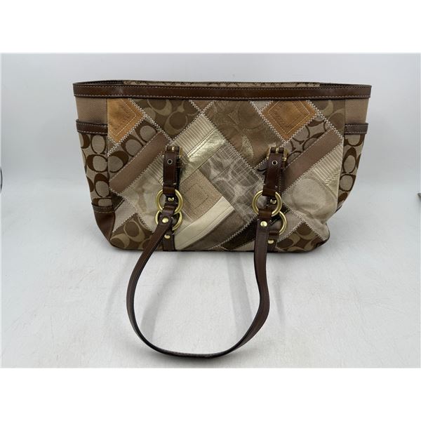 Brown Coach Patchwork Shoulder Bag