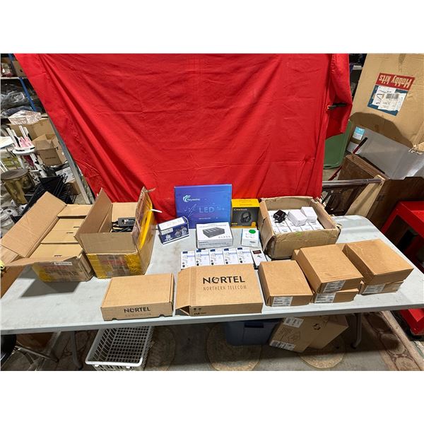 Variety Lot w/ Nortel Telephones, Black Web Gaming Headset, TV Wall Mount Hardware, & More