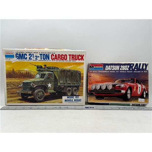 Unbuilt Monogram Datsun 280Z Model 1:24 Scale & Unbuilt Peerless GMC 2 1/2 Ton Cargo Truck 1:35 Scal