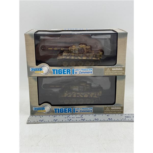 2 Die-cast Dragon Armor Tiger I Eastern Front 1944 Tanks w/ Zimmerit 1:72 Scale