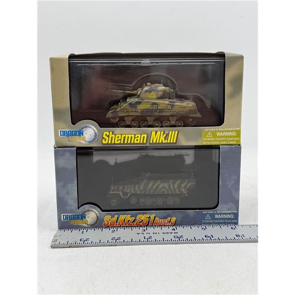 Die-cast Dragon Armor Sherman Syria 1943 Tank & Die-cast Dragon Armor Bohemia 1945 Tank 1:72 Scale