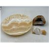 Image 1 : Stone Plate, Stone Pyramids, & Geode Chunk