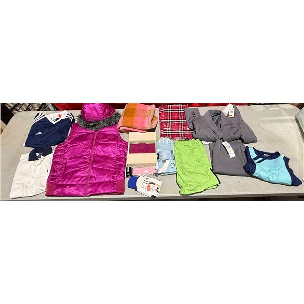 Clothing Lot w/ Adidas, Ralph Lauren Sport, Pink Puffer Vest, 2 Piece Skirt Suit Set & More