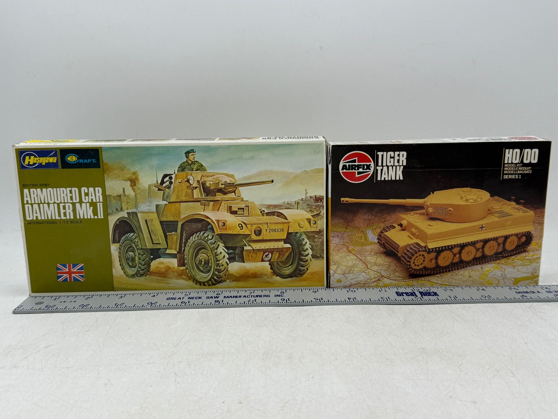2 Unbuilt Military Tank Model Kits w/ Daimler Mk. II & Tiger Tank