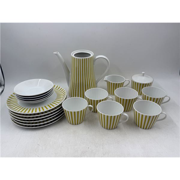 VTG Melitta Zurich Pastel Yellow Coffee Cups and Plates w/ Pitcher, Sugar and Creamer Set