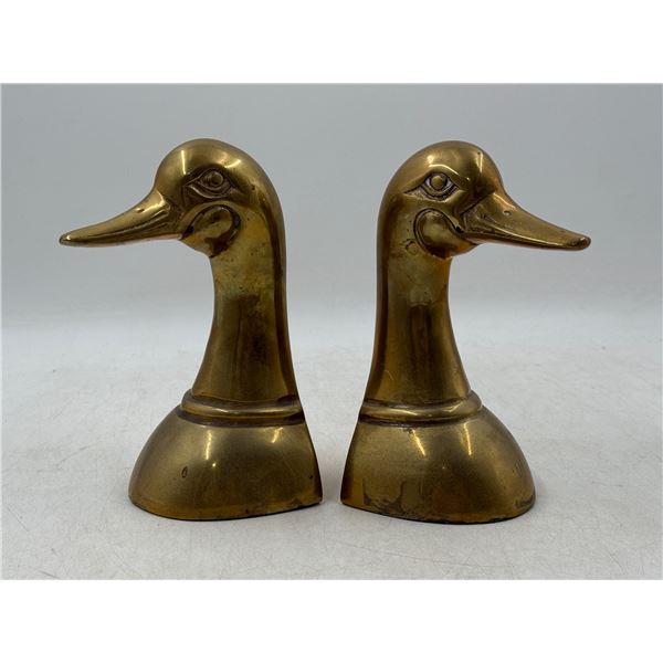 VTG Brass Duck Head Bookends