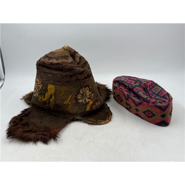 VTG Tibetan Fur Lined Traditional Hat & Nepali Dhaka Topi Traditional Cap