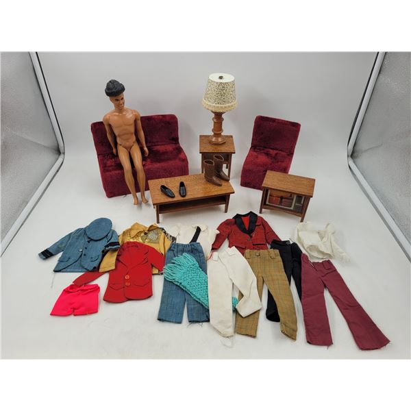 Mattel Doll w/ Clothes & Furniture by Norgene Doll Products