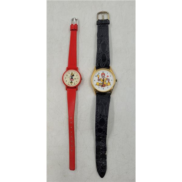 VTG Cardinal Ronald McDonald Watch & VTG Lorus Minnie Mouse Watch