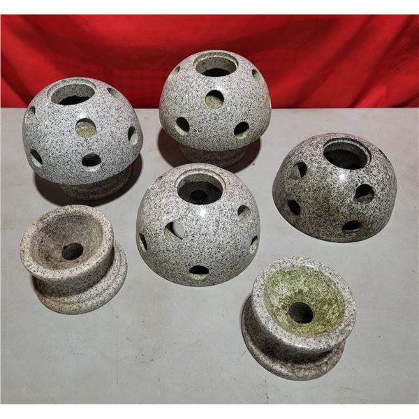 Lot of Large Stone Flower Frogs for Outdoor Planters