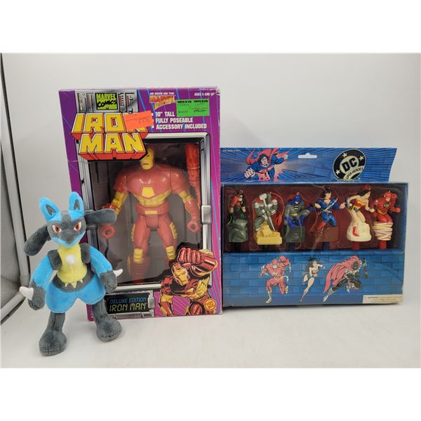 Marvel Comics Deluxe Edition Ironman, DC Comics Super Heroes Pen Party Toppers & Lucario Pokemon Plu