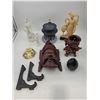 Image 1 : Asian Decor Lot w/ Figurines, Chinese Warrior Wall Hanging Mask, Buddha w/ Adult Scene, & More