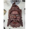 Image 2 : Asian Decor Lot w/ Figurines, Chinese Warrior Wall Hanging Mask, Buddha w/ Adult Scene, & More