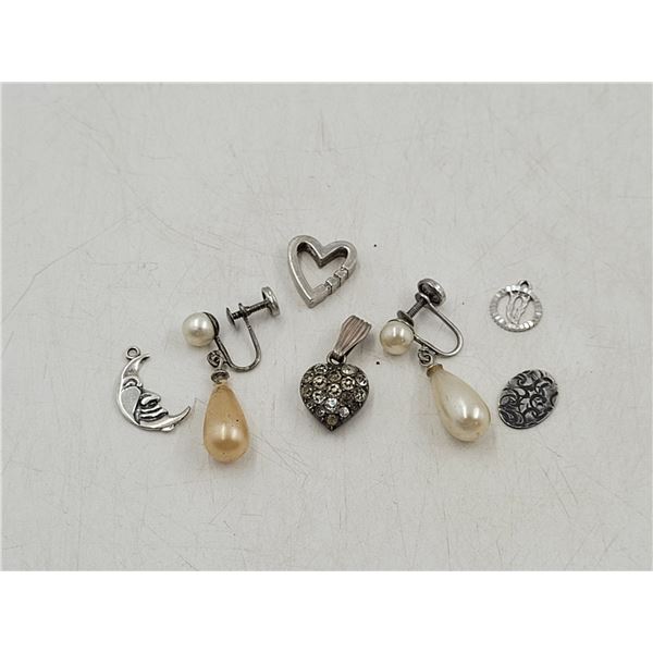 Lot of VTG Sterling Charms & Screw Back Earrings