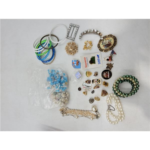 Lot of Assorted VTG Jewelry w/ Brooches, Bracelets, Lapel Pins, Bangles, & More