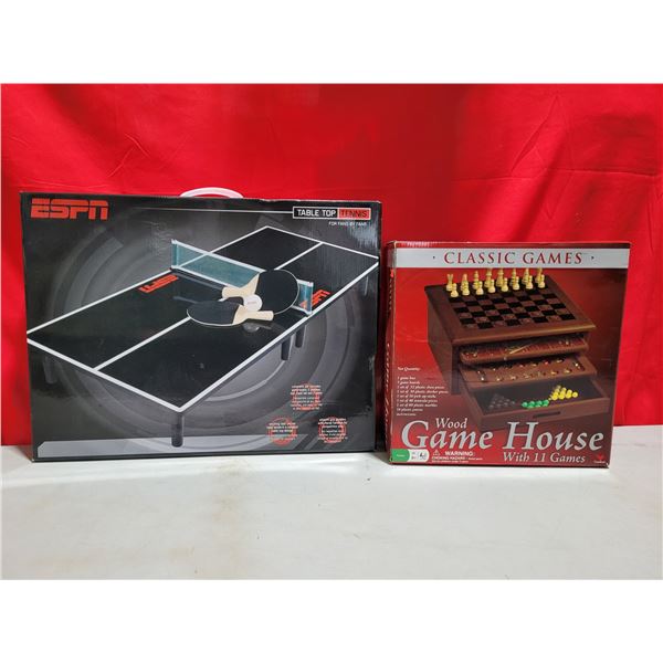 ESPN Tabletop Tennis & Wood Game House w/ 11 Games