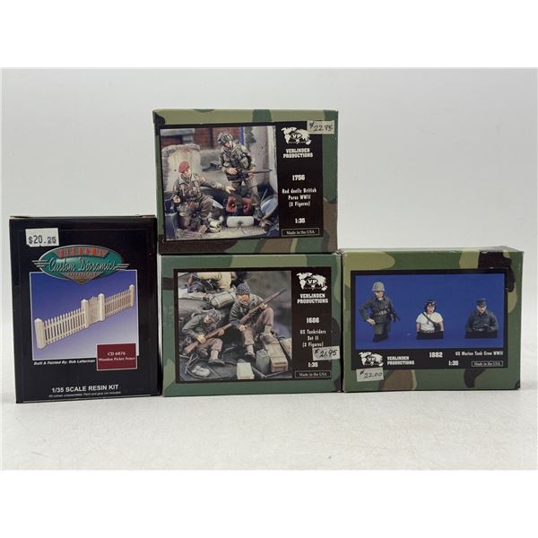 Lot of Military Model Figures & Wooden Picket Fence