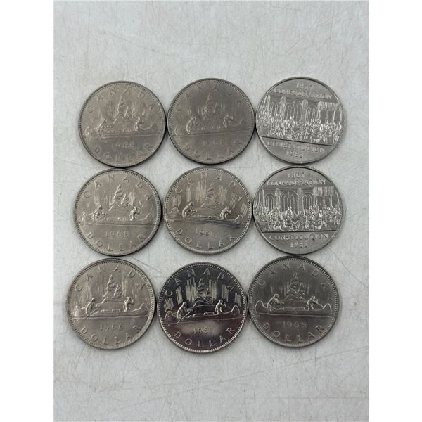 Lot of 1960s-80s Canadian Voyageur & Confederation Constitution Dollars