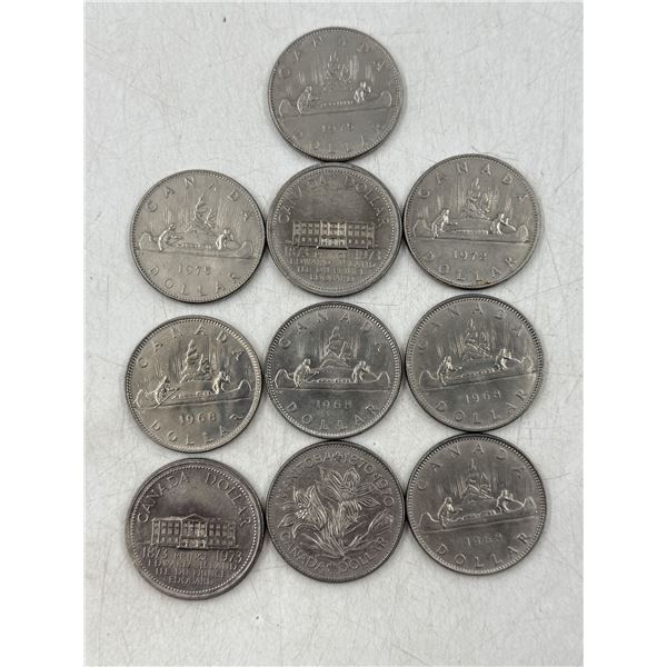 Lot of 1960s-70s Canadian Voyageur, Manitoba Centennial, & PEI Commemorative Dollars