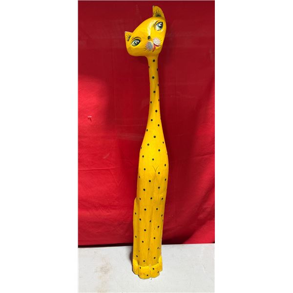 Hand-Carved Wooden Cat Decor