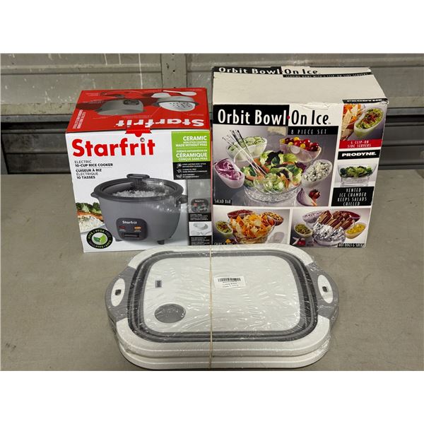 Starfrit Rice Cooker, Orbit Bowl on Ice, & Cutting Boards