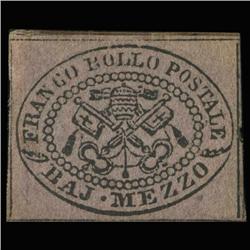 1852 RARE Italy Roman States 2c Postal Stamp MINT (STM-0184)