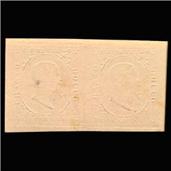 1853 VERY RARE Italy Sardina 40c Postal Stamp Pair Embossed Only Hi Grade MINT $6250 BV (STM-0177)
