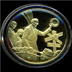 .75oz Franklin Mint PR70 DCAM 24k plated Sterling Silver Round History of the American Presidency W.