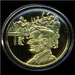 .75oz Franklin Mint PR70 DCAM 24k plated Sterling Silver Round History of the American Presidency A.