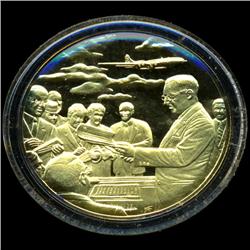 .75oz Franklin Mint PR70 DCAM 24k plated Sterling Silver Round History of the American Presidency H.