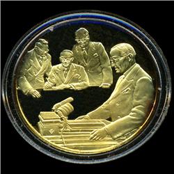 .75oz Franklin Mint PR70 DCAM 24k plated Sterling Silver Round History of the American Presidency H.