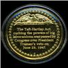 Image 2 : .75oz Franklin Mint PR70 DCAM 24k plated Sterling Silver Round History of the American Presidency H.