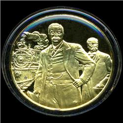 .75oz Franklin Mint PR70 DCAM 24k plated Sterling Silver Round History of the American Presidency T.