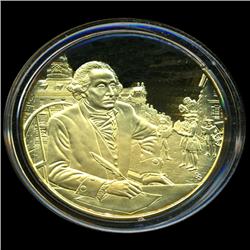 .75oz Franklin Mint PR70 DCAM 24k plated Sterling Silver Round History of the American Presidency G.