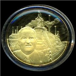 .75oz Franklin Mint PR70 DCAM 24k plated Sterling Silver Round History of the American Presidency H.