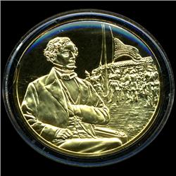 .75oz Franklin Mint PR70 DCAM 24k plated Sterling Silver Round History of the American Presidency F.