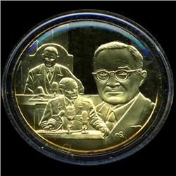 .75oz Franklin Mint PR70 DCAM 24k plated Sterling Silver Round History of the American Presidency H.