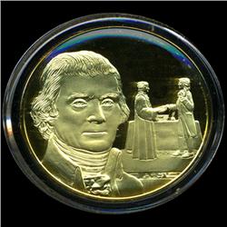 .75oz Franklin Mint PR70 DCAM 24k plated Sterling Silver Round History of the American Presidency T.