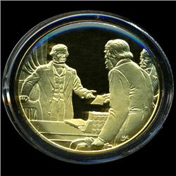 .75oz Franklin Mint PR70 DCAM 24k plated Sterling Silver Round History of the American Presidency A.