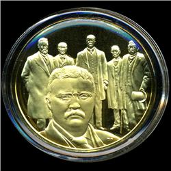.75oz Franklin Mint PR70 DCAM 24k plated Sterling Silver Round History of the American Presidency T.