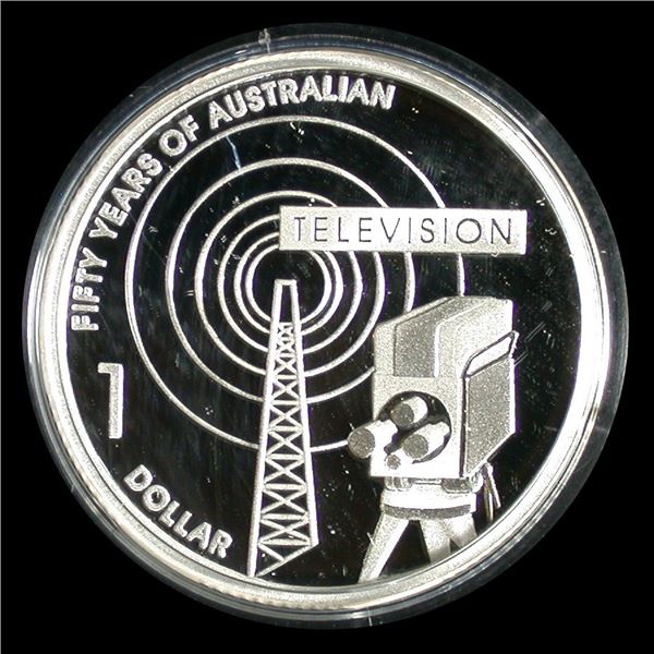 Australia 2006 Proof .999 Silver Dollar, Television 50th