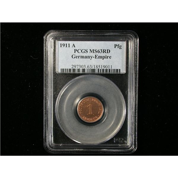 German Empire 1911-A Pfennig, PCGS MS-63